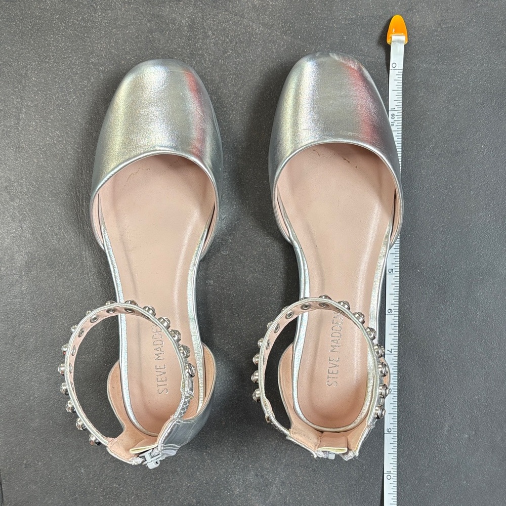 Steve Madden Silver Ankle Strap Flats
